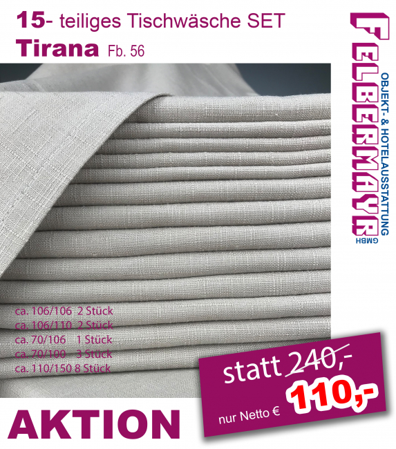 15- teiliges Tischtuch Set TIRANA Fb. 56
